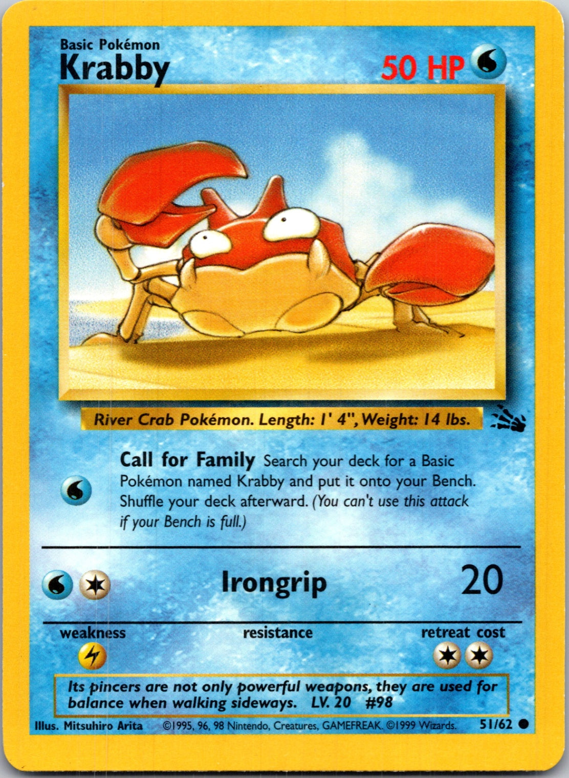 1999 Fossil #51/62 Krabby Common B242