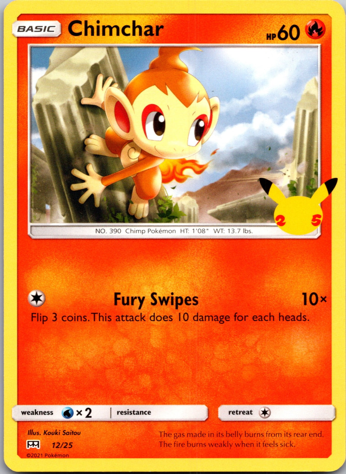 2021 McDonald's 25th Anniversary Promo 012/025 Chimchar NM  X239