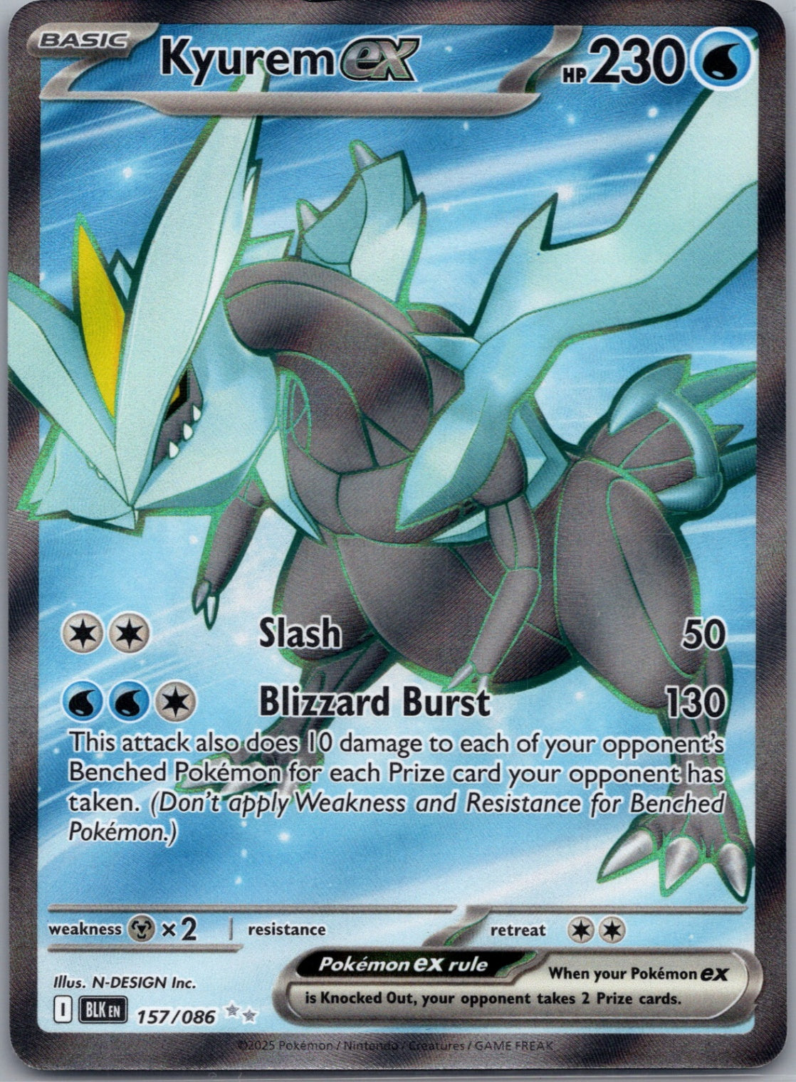 Kyurem ex Holofoil Ultra Rare SV: Black Bolt 157/086 NM