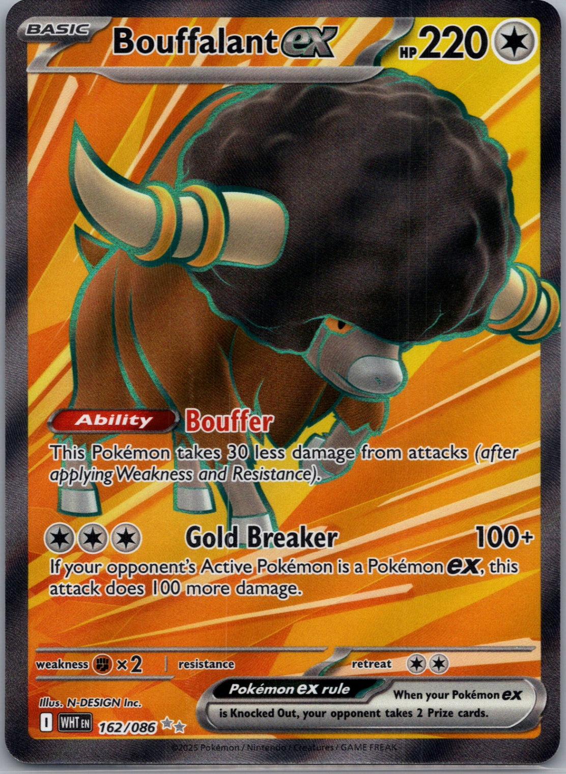 Bouffalant ex Holofoil Ultra Rare SV: White Flare 162/086 NM