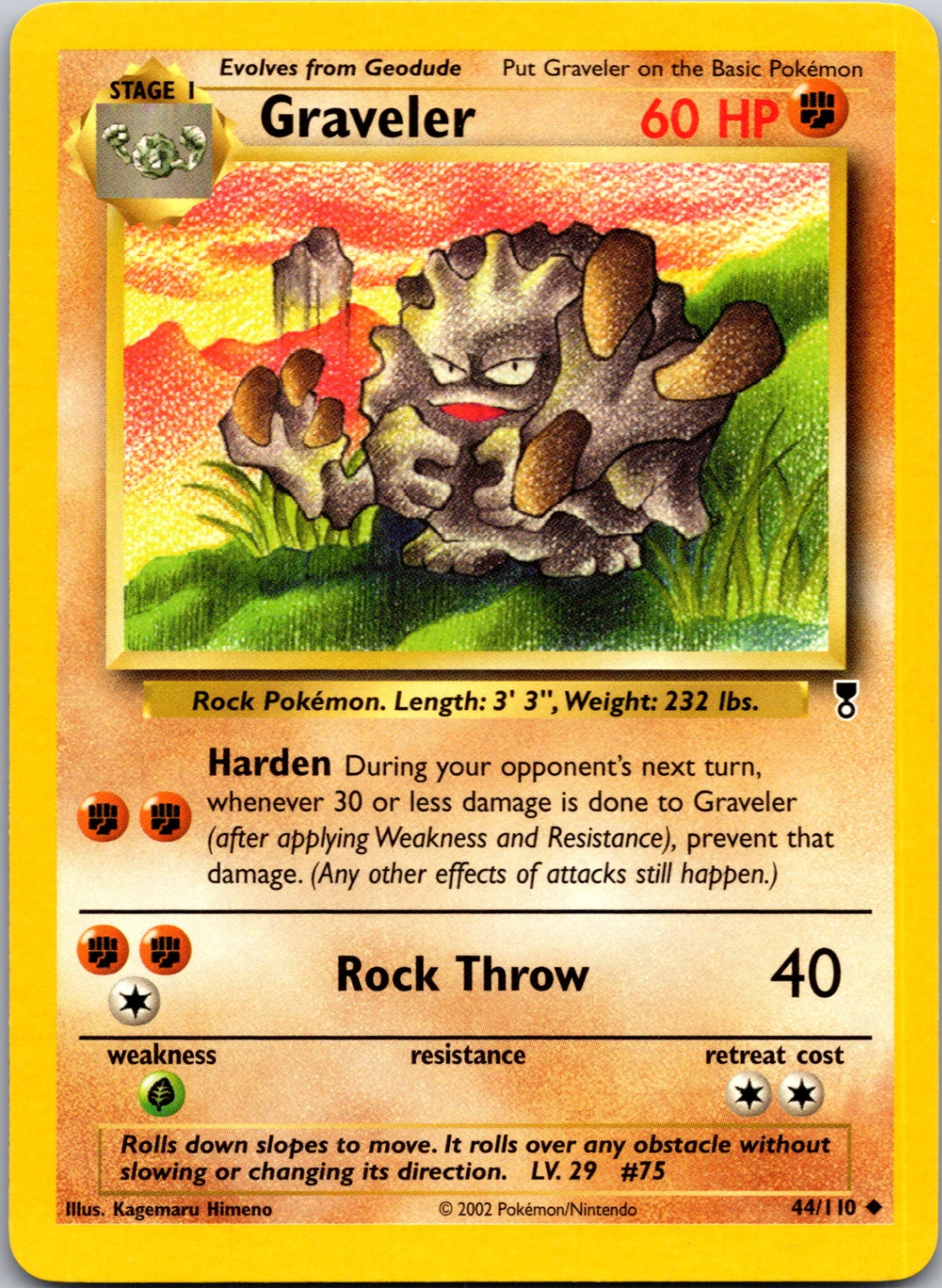 2002 Legendary Collection 044/110 Graveler Uncommon L196