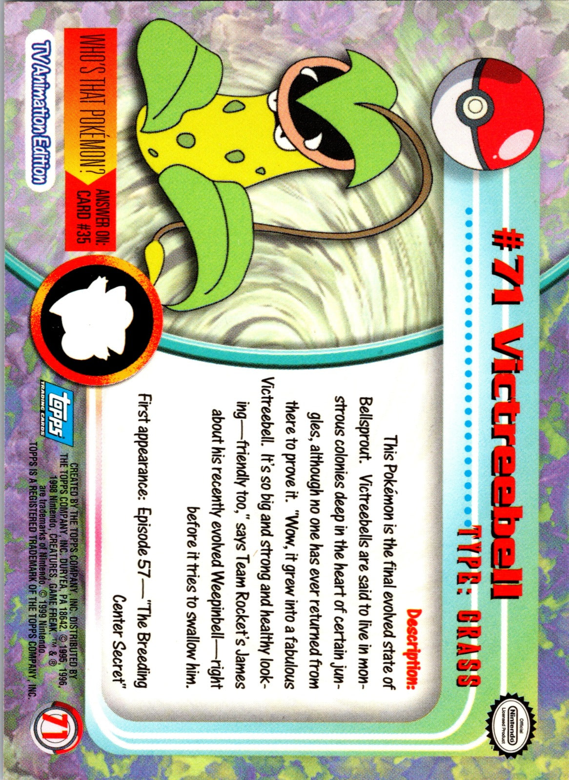 1999 Topps TV Victreebel LP  P93
