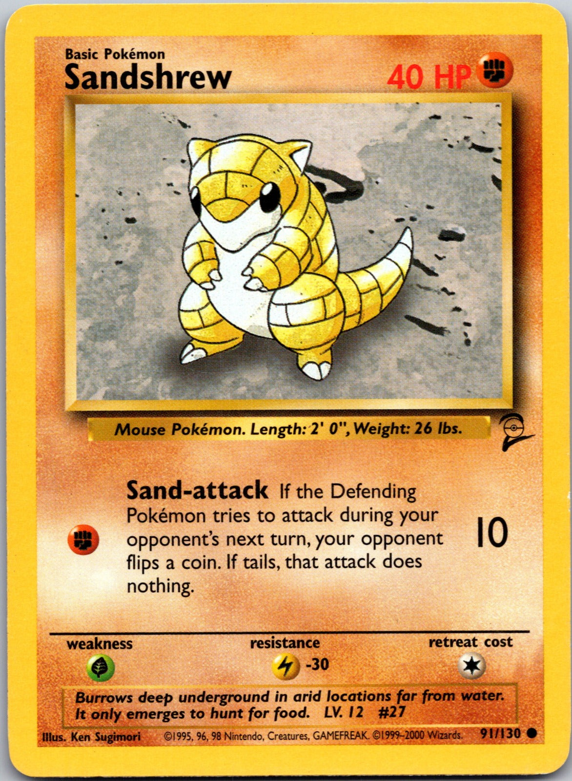 2000 Base Set 2 091/130 Sandshrew LP