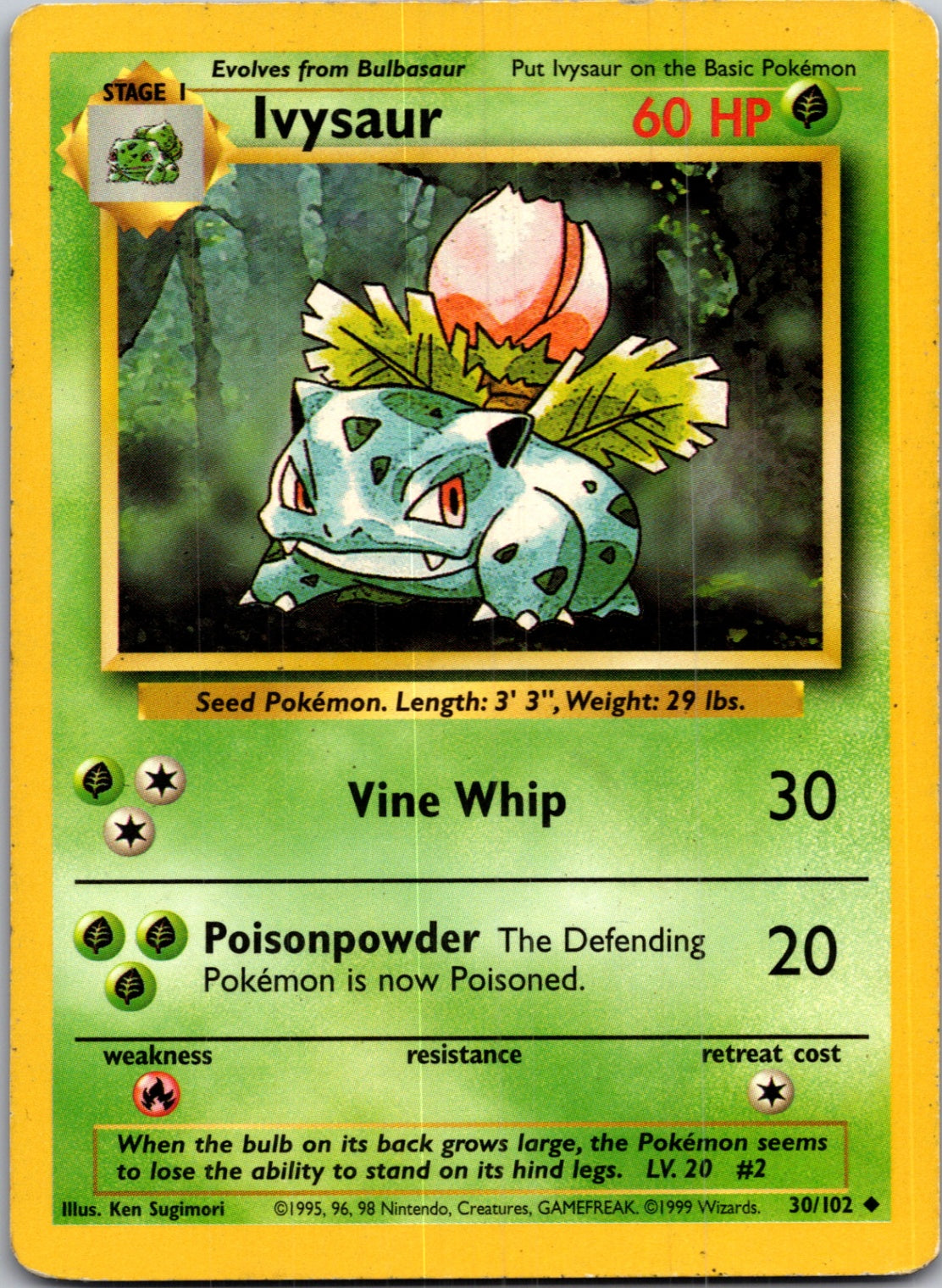1999 Base Set 030/102 Ivysaur Uncommon M158