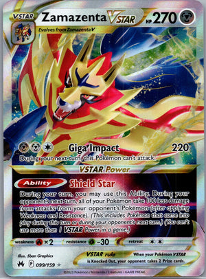 2023 Crown Zenith 099/159 Zamazenta VSTAR Ultra Rare F99
