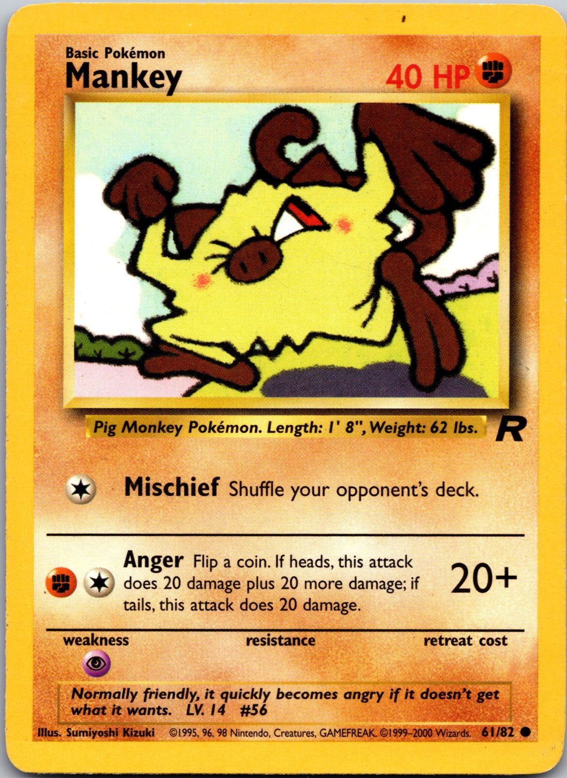 2000 Team Rocket 61/82 Mankey LP