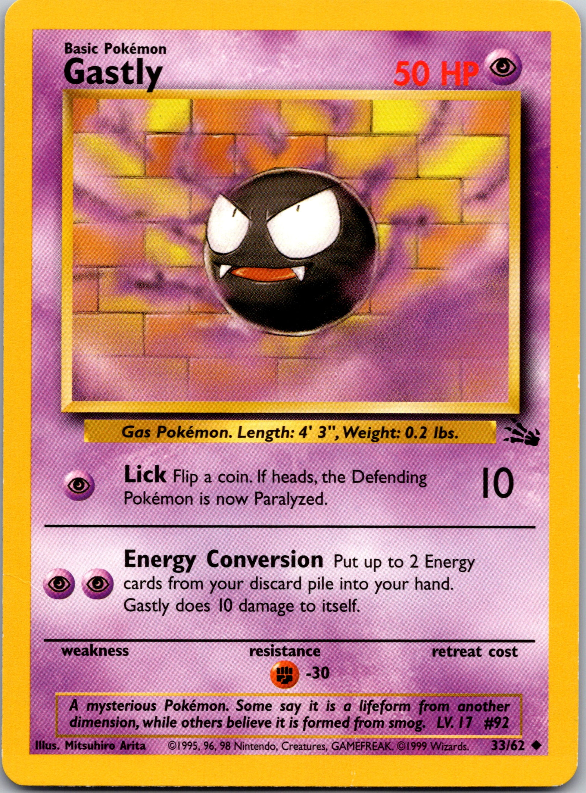 1999 Fossil 33/62 Gastly Uncommon A350