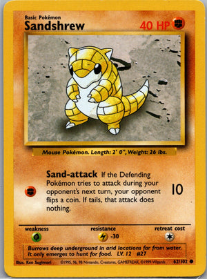 1999 Base Set 062/102 Sandshrew Common M80