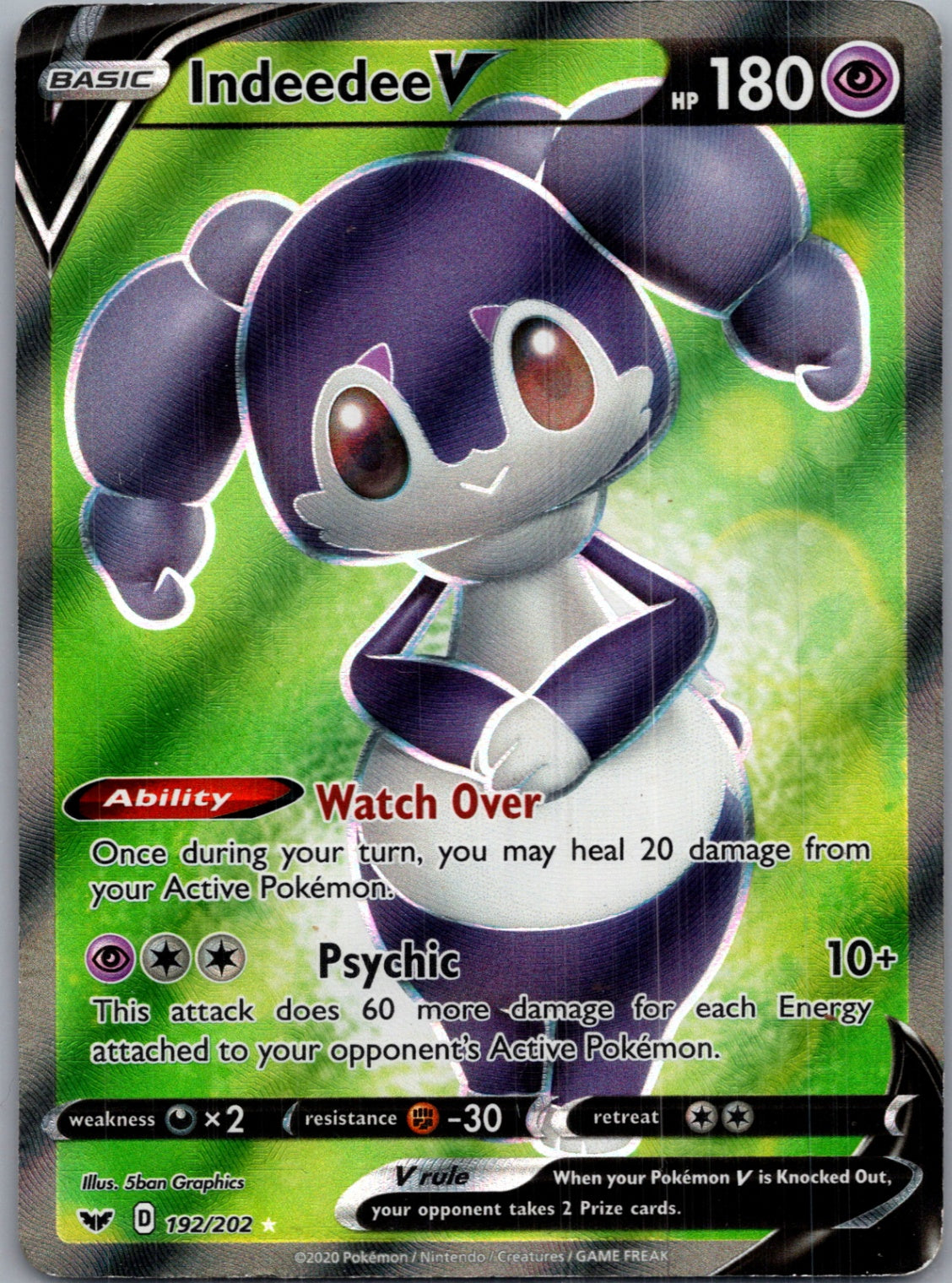 2020 SWSH01: Sword & Shield Base Set 192/202 Indeedee V (Full Art) Ultra Rare F26