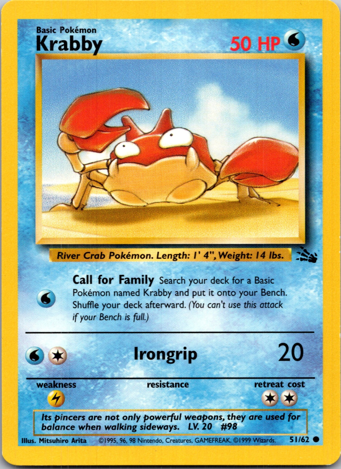 1999 Fossil #51/62 Krabby Common B248