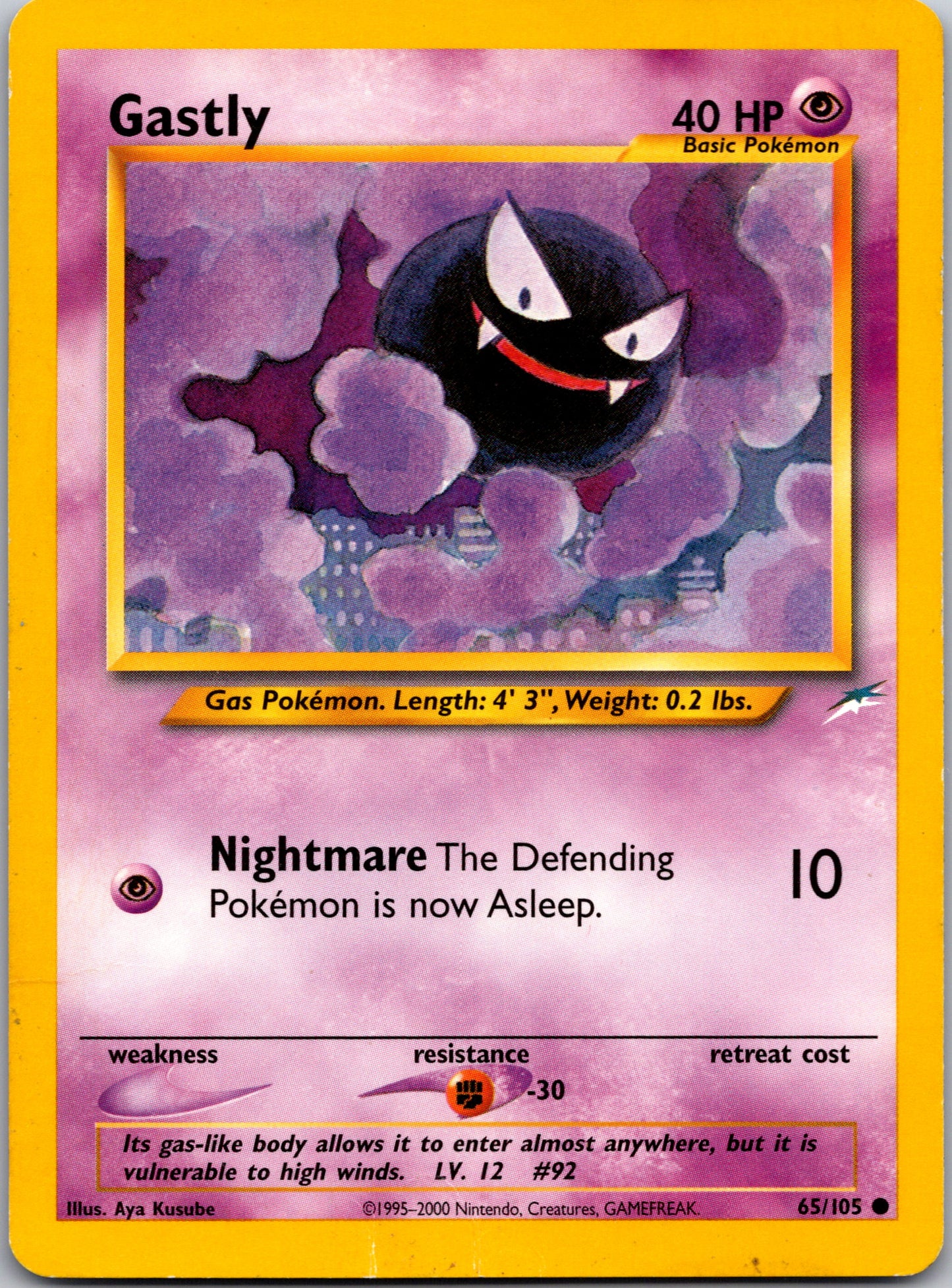 2002 Neo Destiny 065/105 Gastly Common A126