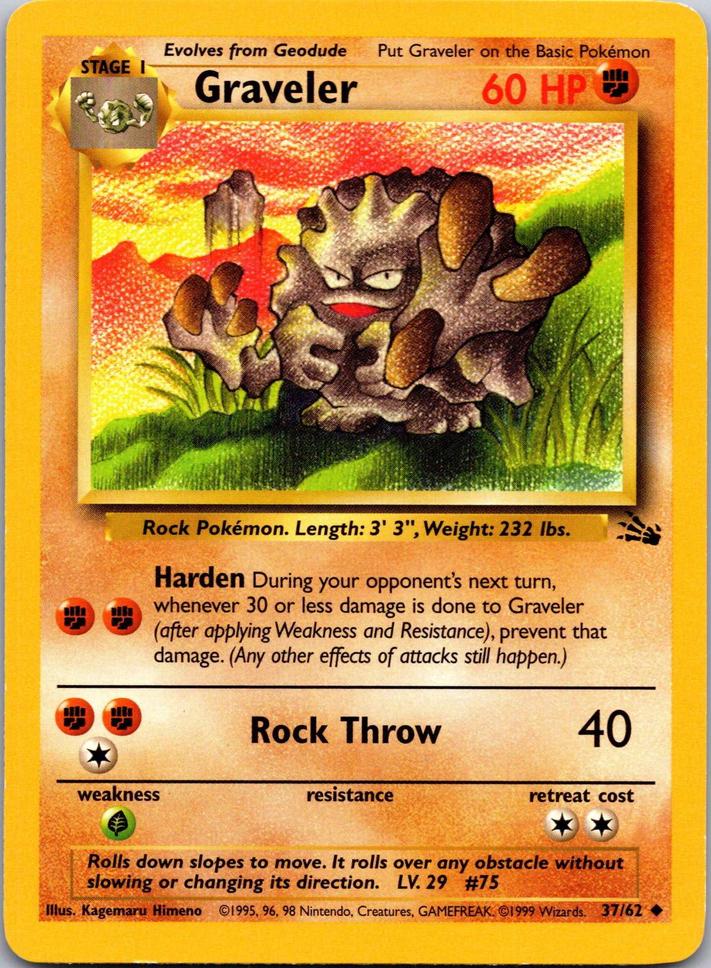 2000 Fossil 37/62 Graveler Uncommon A308