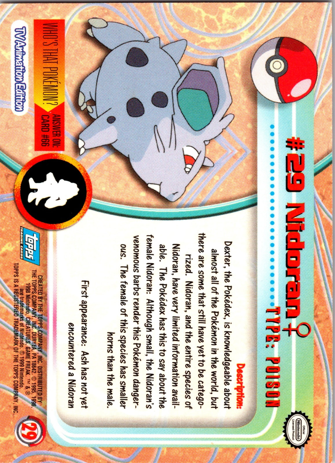 1999 Topps TV Nidoran F LP  P184