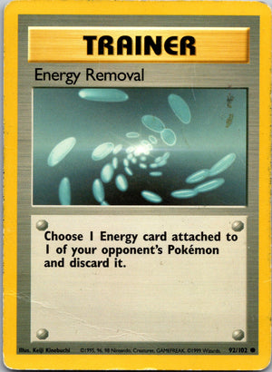 1999 Base Set (Shadowless) 092/102 Energy Removal LP