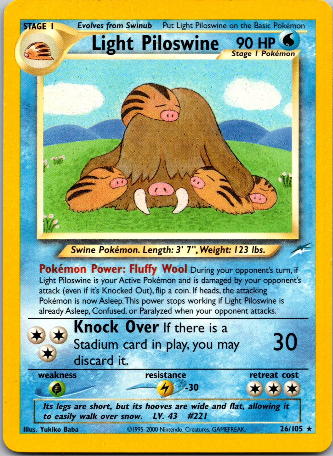 2002 Neo Destiny #026/105 Light Piloswine Rare C91