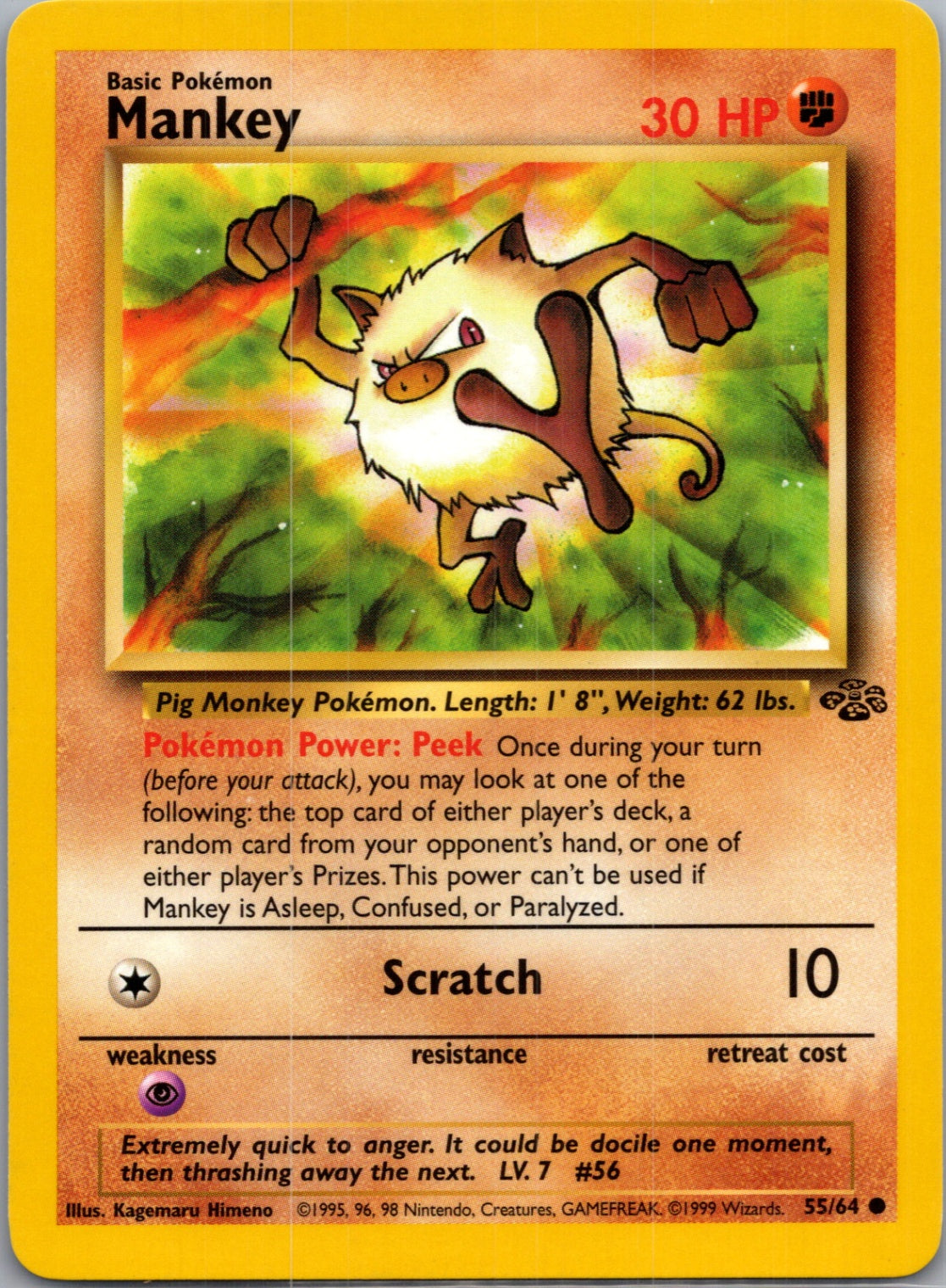 Jungle 55/64 Mankey Common NM