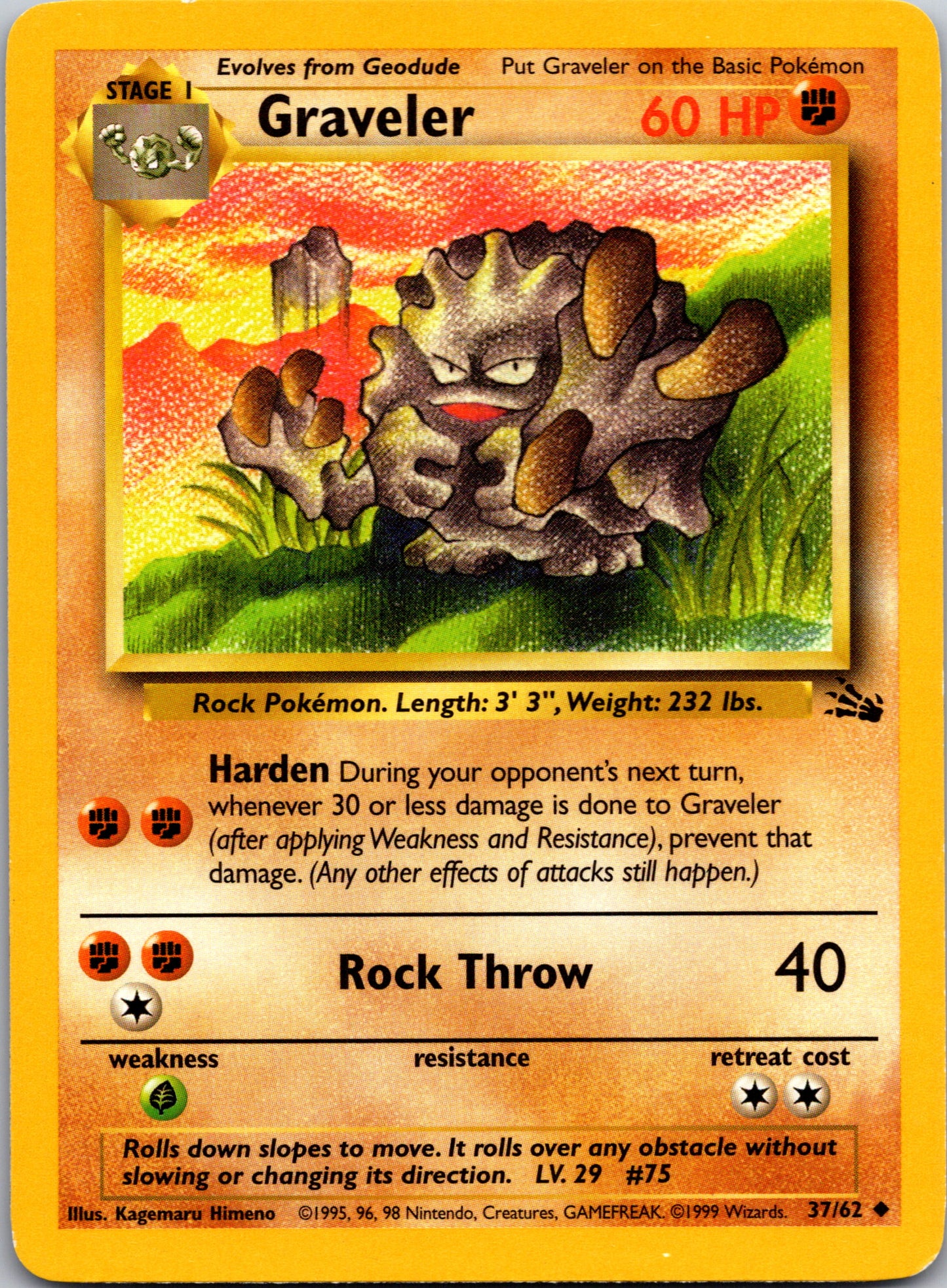 2000 Fossil 37/62 Graveler Uncommon A311
