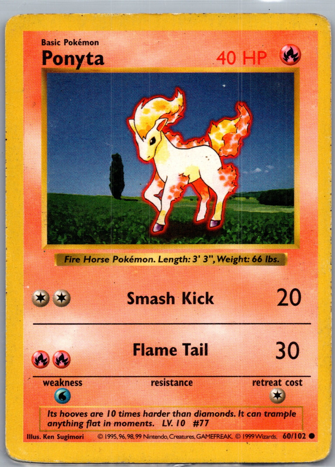 1999 Base Set (Shadowless) 060/102 Ponyta LP