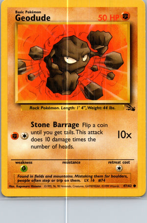 1999 Fossil #47/62 Geodude Common B138