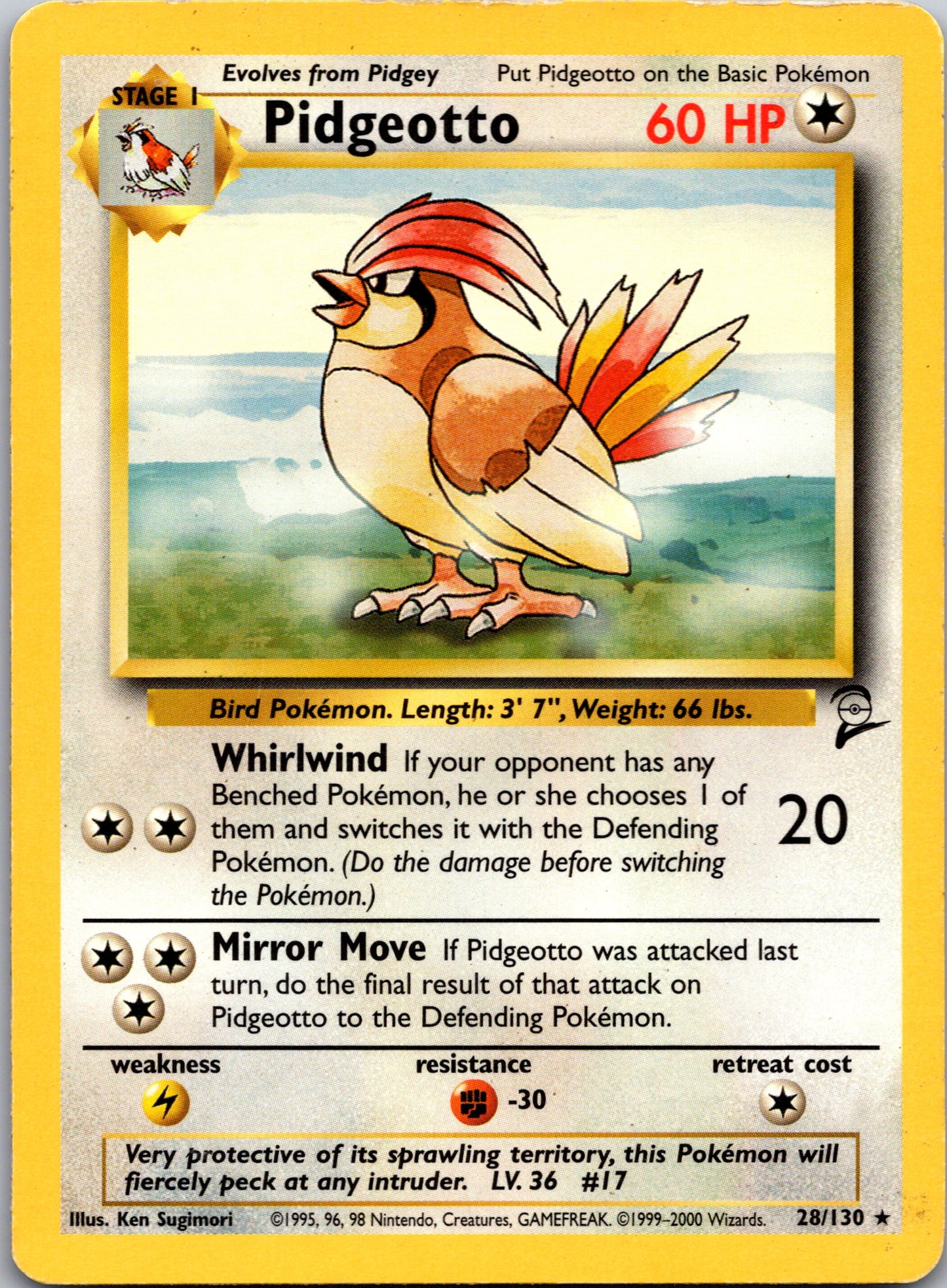 1999 Base Set 2 028/130 Pidgeotto Rare A106