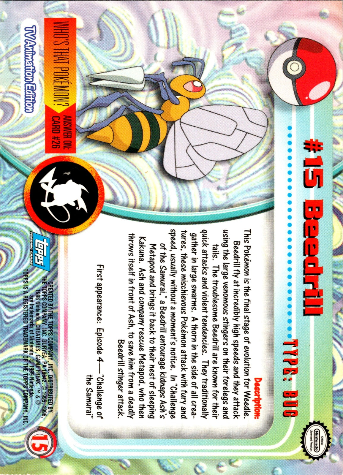 1999 Topps TV Beedrill LP  P178
