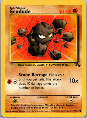 1999 Fossil #47/62 Geodude Common B169