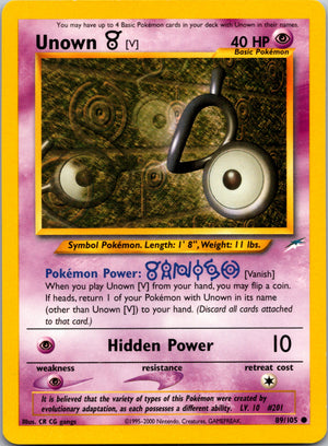 2002 Neo Destiny 089/105 Unown [V] Common A37