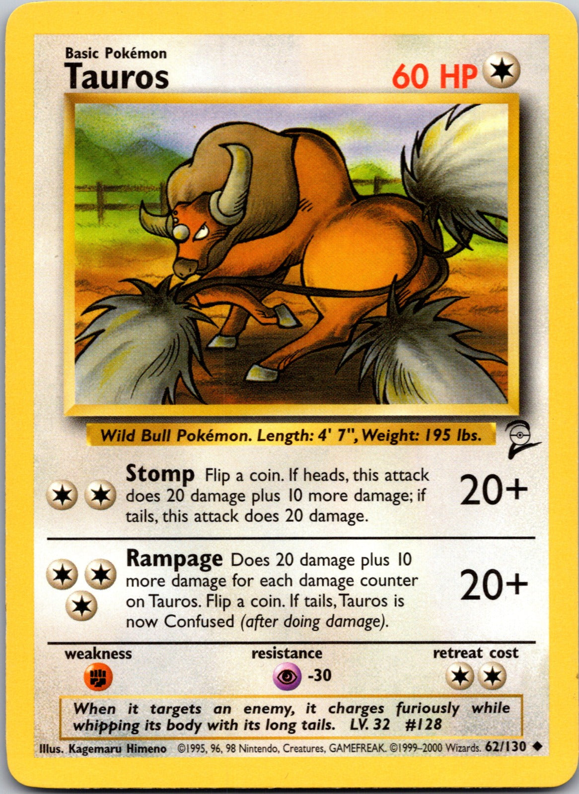 2000 Base Set 2 062/130 Tauros LP