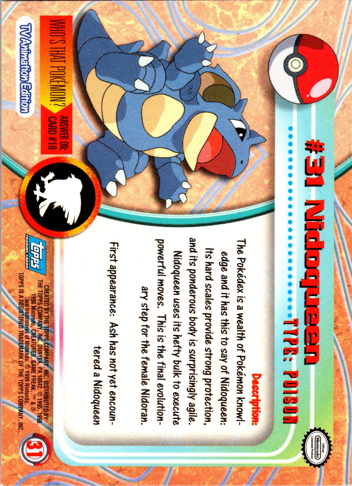 1999 Topps TV Nidoqueen LP  P129
