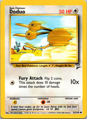 1999 Base Set 2 072/130 Doduo Common A95