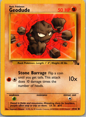 1999 Fossil #47/62 Geodude Common B161