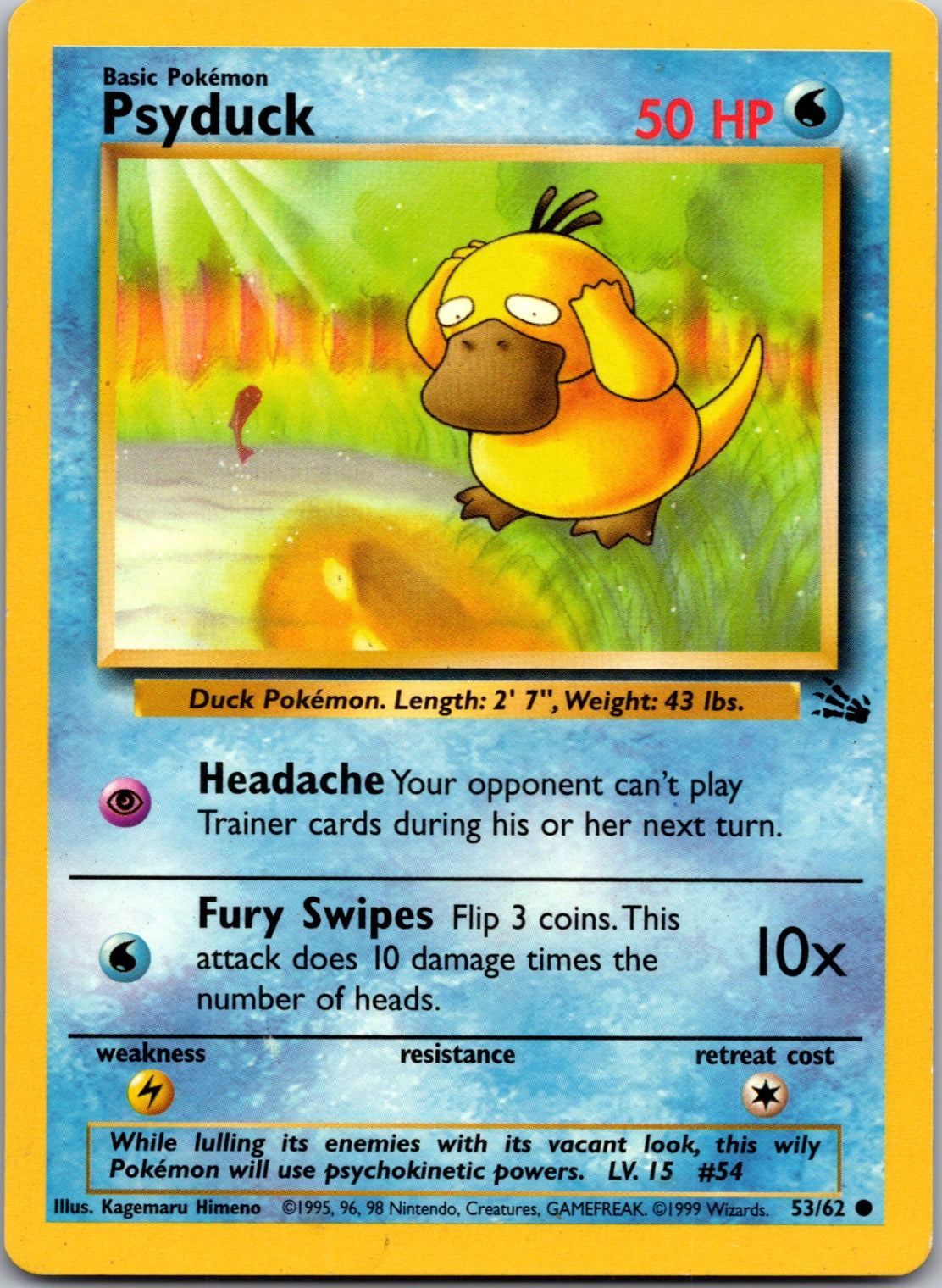 1999 Fossil #53/62 Psyduck Common A203