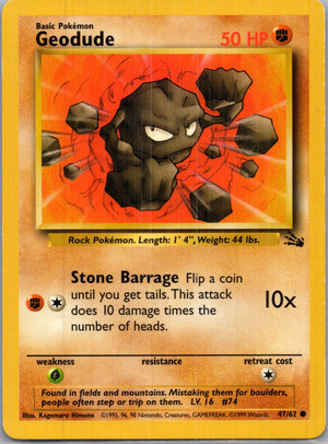 1999 Fossil #47/62 Geodude Common B160