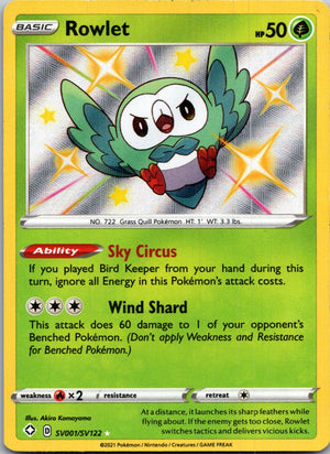 2021 Shining Fates: Shiny Vault SV001/SV122 Rowlet Shiny Holo Rare F10