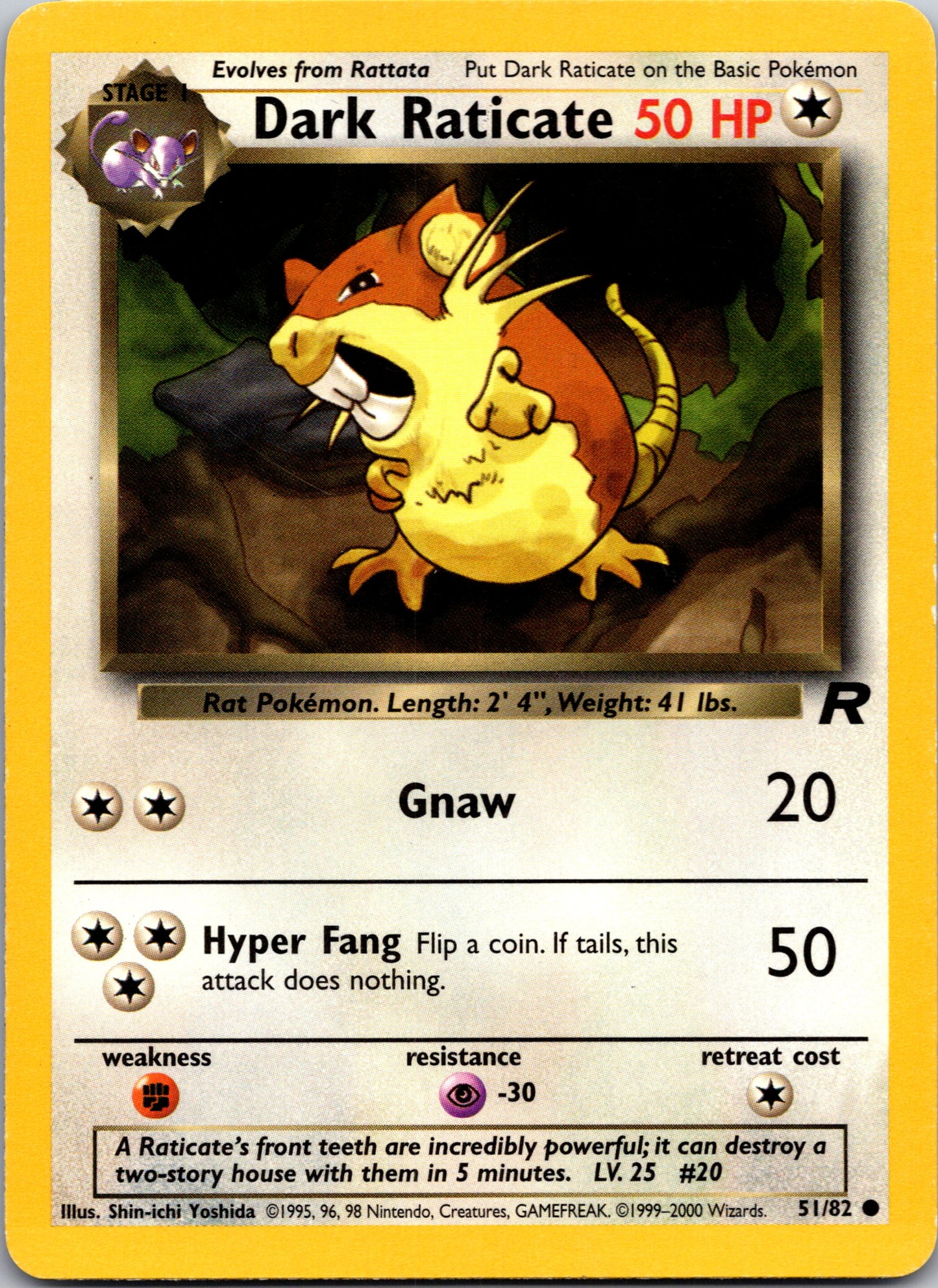 2000 Team Rocket 51/82 Dark Raticate Common A236