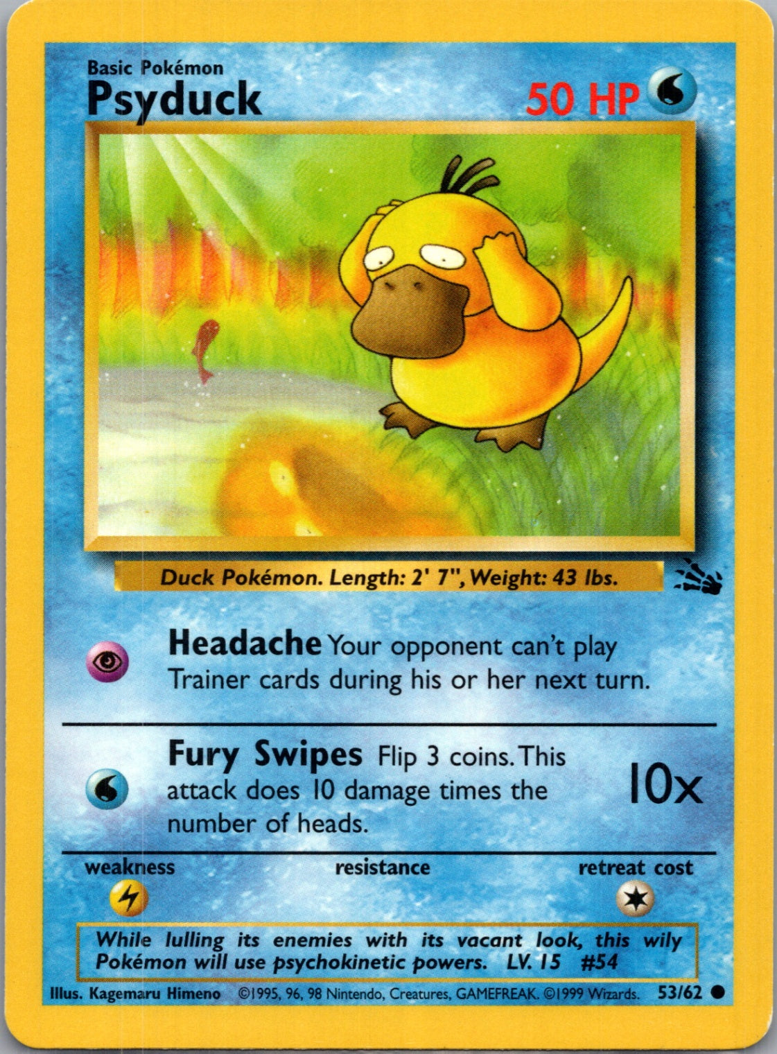1999 Fossil #53/62 Psyduck Common B270