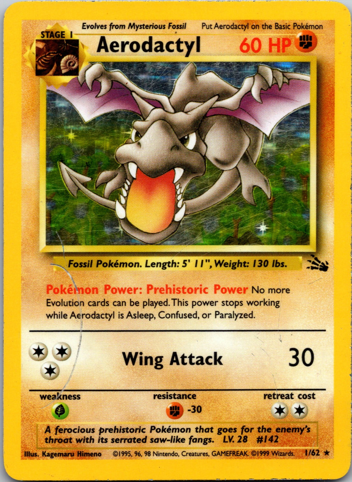 1999 Fossil 01/62 Aerodactyl (1) LP