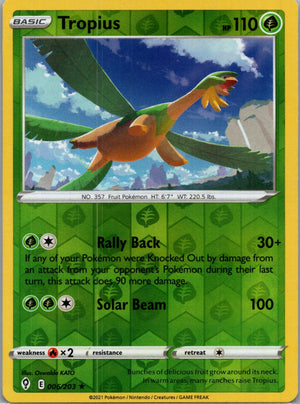 2021 SWSH07: Evolving Skies 006/203 Tropius Reverse Holo F197