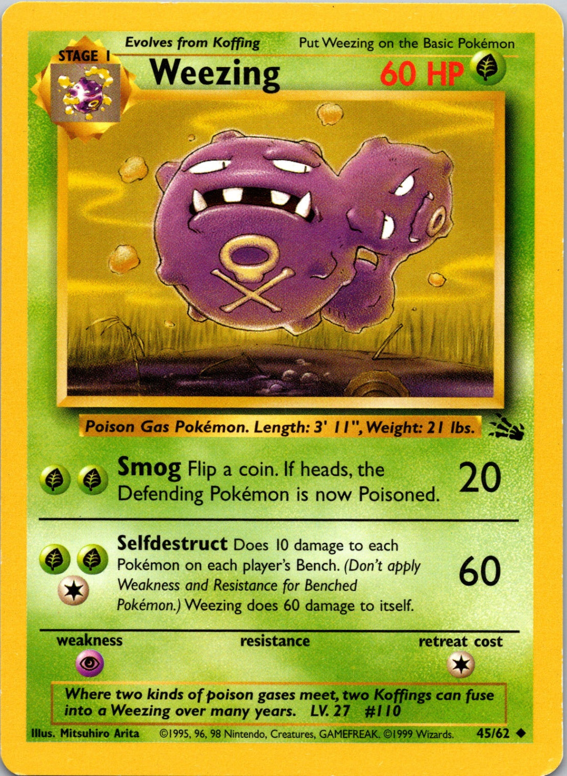 1999 Fossil #45/62 Weezing Uncommon B117