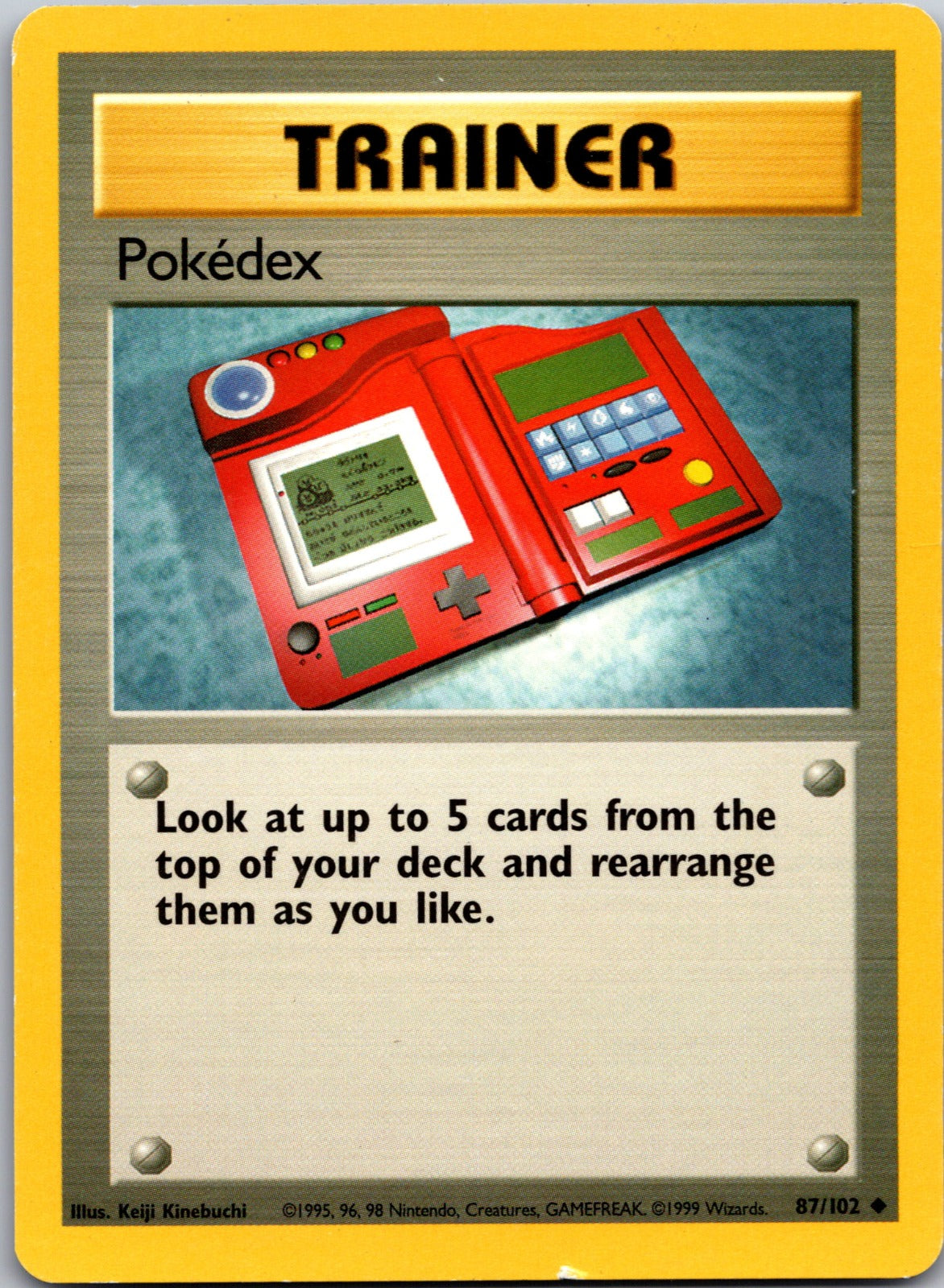 1999 Base Set (Shadowless) 087/102 Pokedex LP