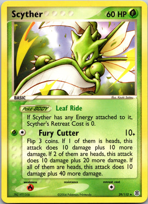 2004 FireRed and LeafGreen 29/112 Scyther LP