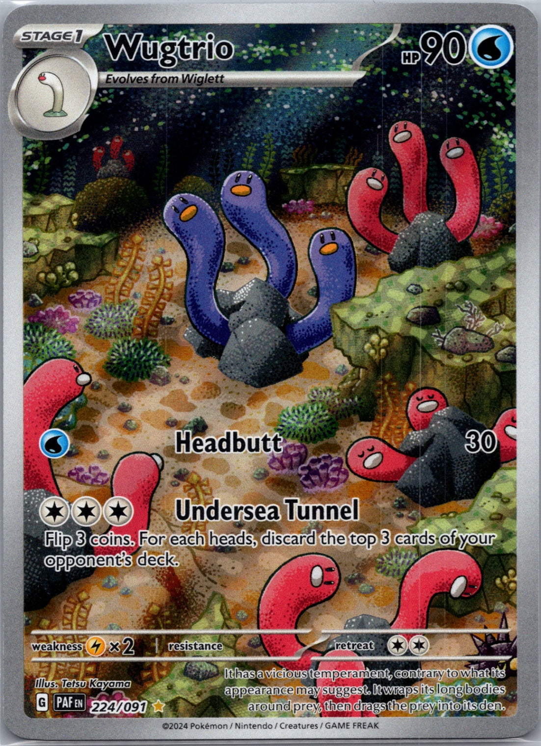 Wugtrio Holofoil Illustration Rare SV: Paldean Fates 224/091 NM