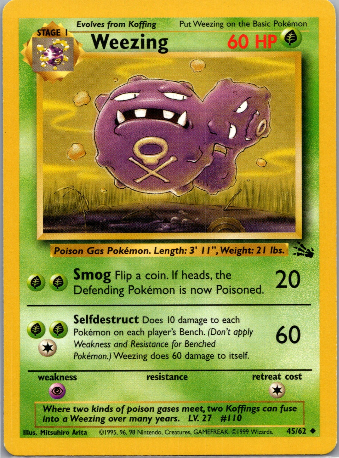 1999 Fossil #45/62 Weezing Uncommon B118