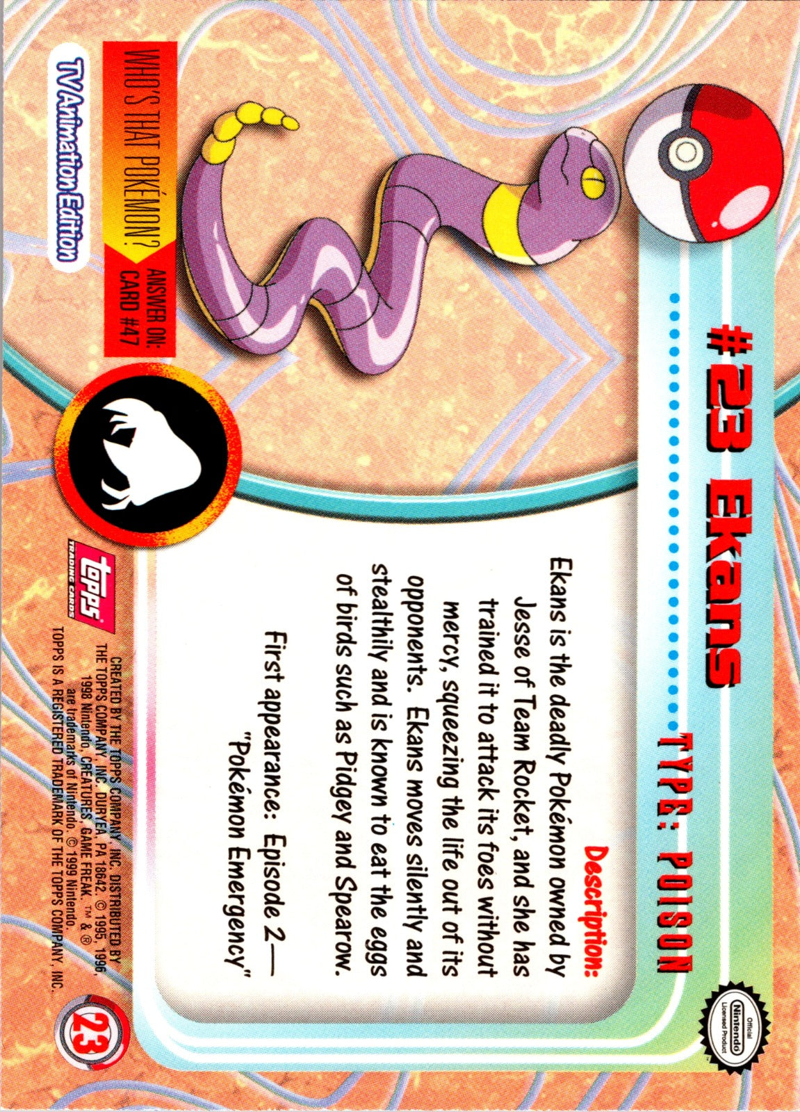 1999 Topps TV Ekans LP  P118