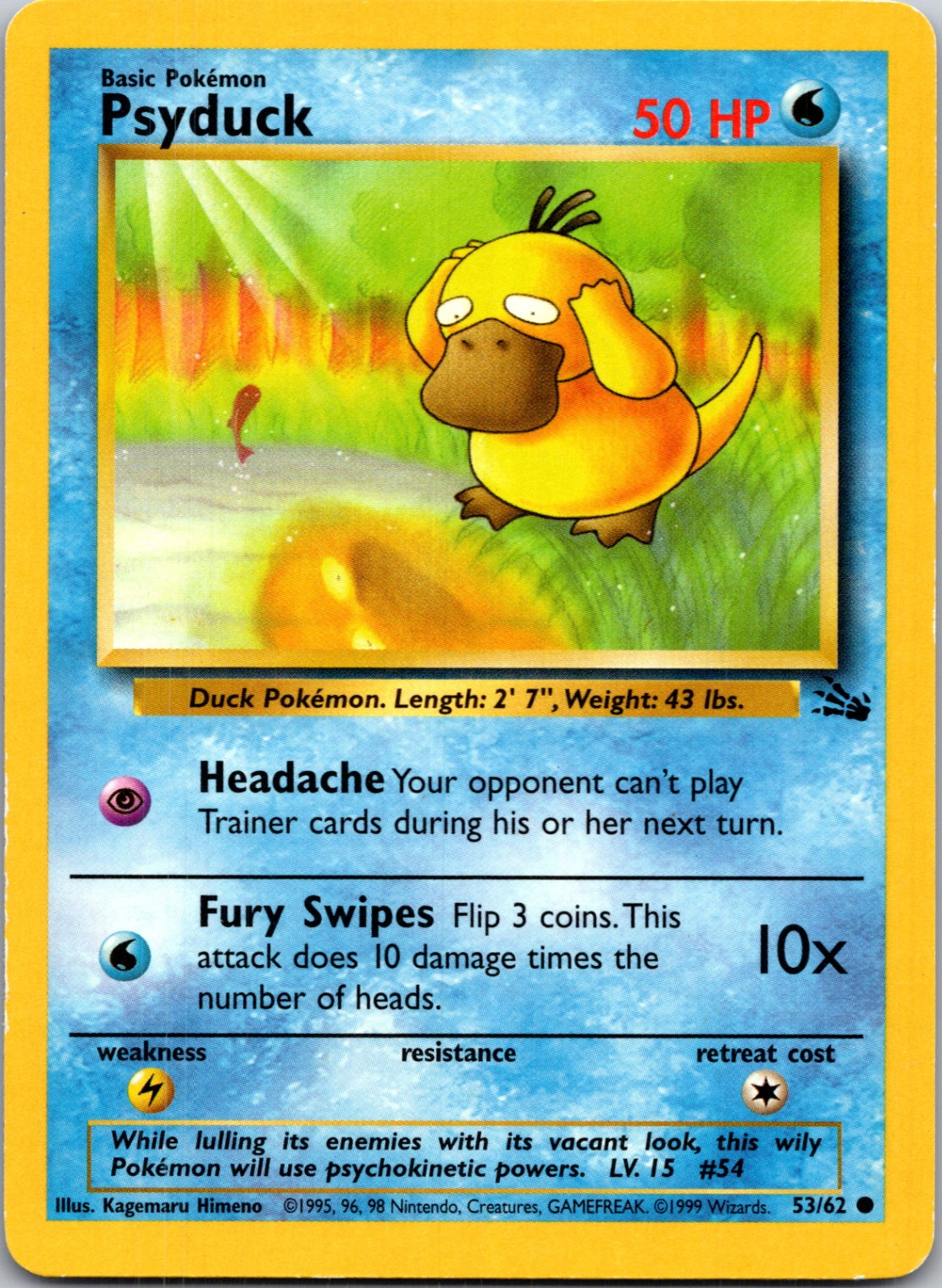 1999 Fossil #53/62 Psyduck Common B267