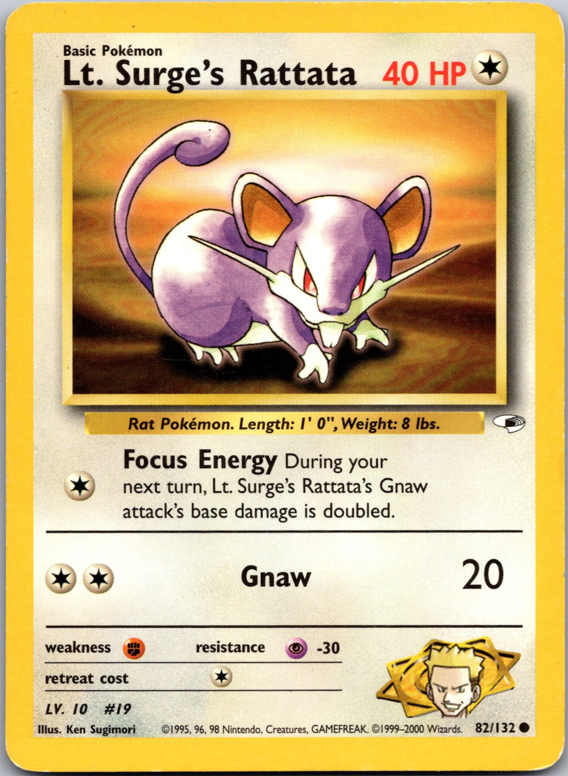 2023 Trading Card Game Classic 015/034 Lt. Surge's Rattata LP