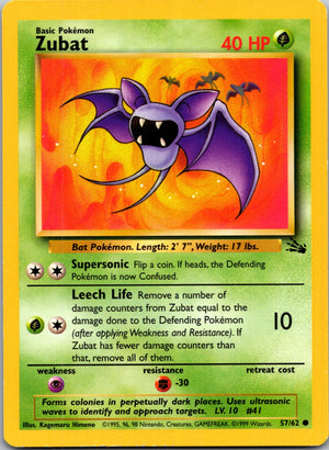 1999 Fossil #57/62 Zubat Common B311