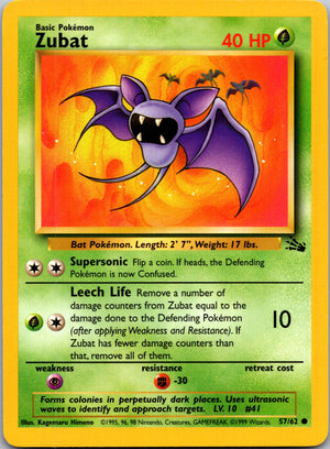 1999 Fossil #57/62 Zubat Common B309