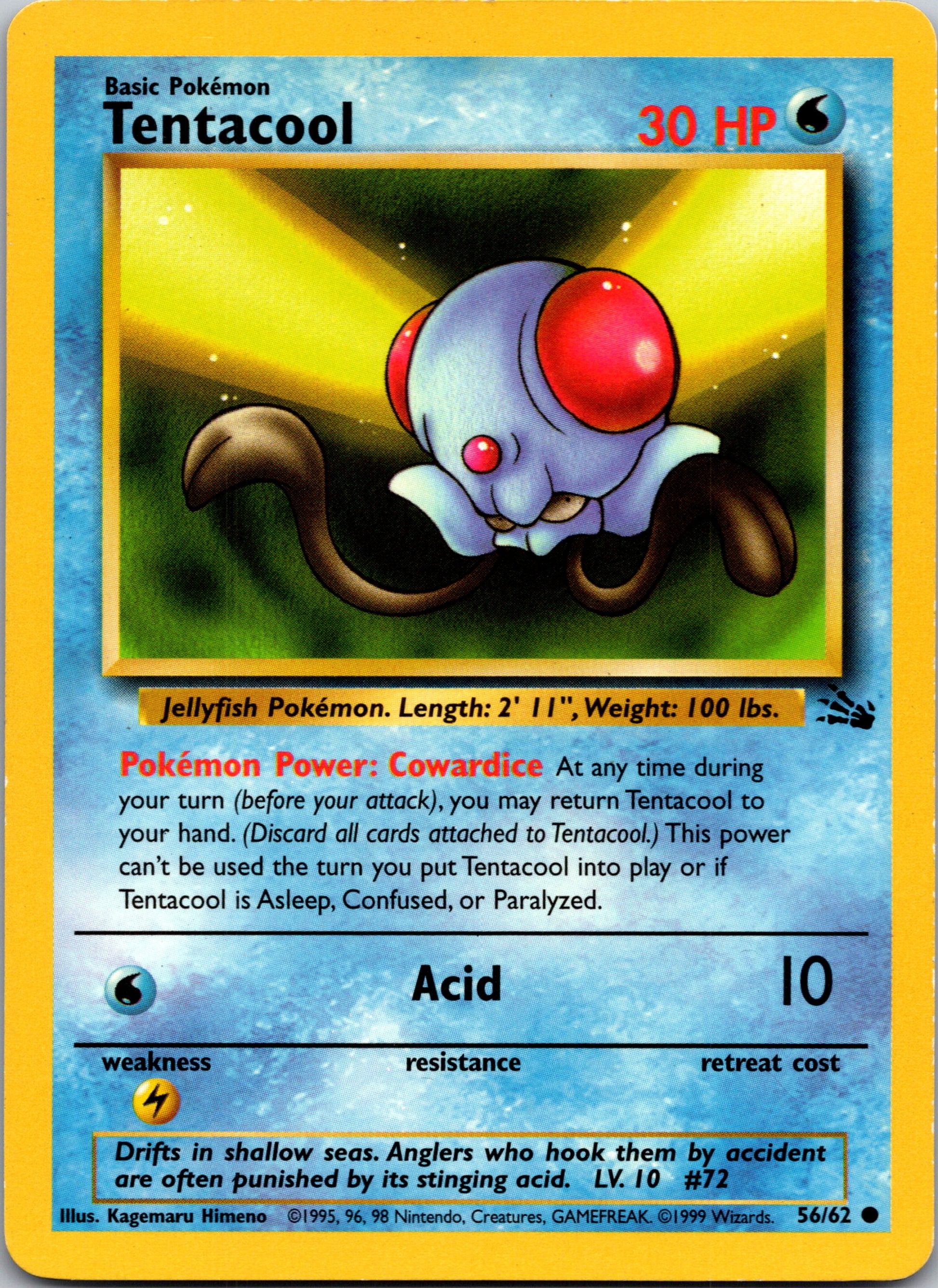 1999 Fossil 56/62 Tentacool Common A209