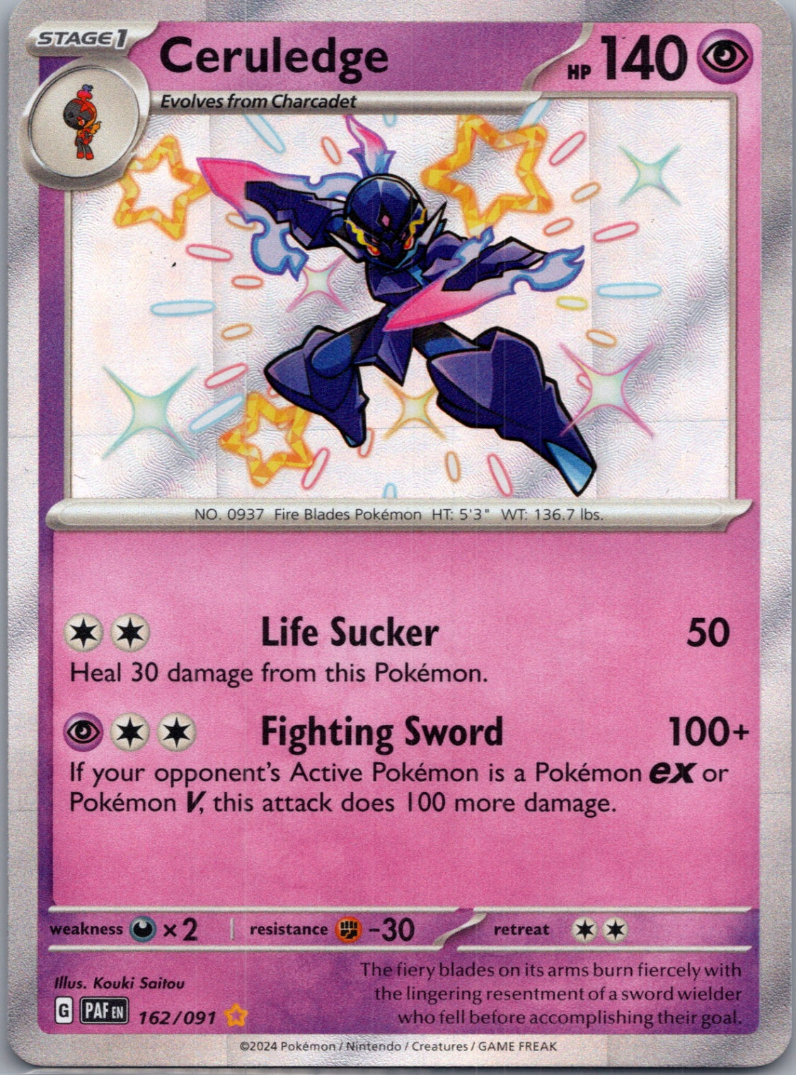 2024 SV: Paldean Fates 162/091 Ceruledge Shiny Rare F154